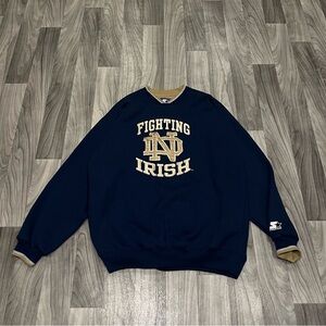 SIZE XL MENS STARTER 90’s NOTRE DAME FIGHTING IRISH EMBROIDERED VINTAGE CREWNECK